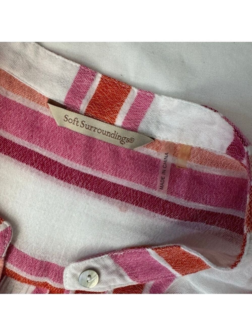 Soft Surroundings Women's XL Tall Striped Maxi Dress Cover Up Pink Orange White - Picture 3 of 12